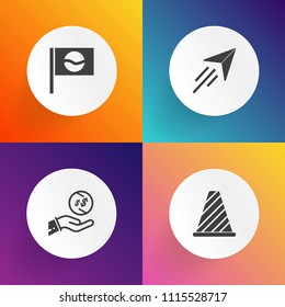 Modern, simple vector icon set on gradient backgrounds with japanese, architecture, paper, payment, dollar, fly, wealth, airplane, flight, currency, landmark, white, earn, cash, transportation icons