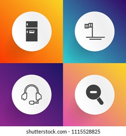 Modern, simple vector icon set on gradient backgrounds with cortes, equipment, sea, operator, minimal, call, communication, audio, view, technology, pictogram, business, refrigerator, fresh, web icons