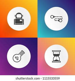 Modern, Simple Vector Icon Set On Gradient Backgrounds With Measurement, Culture, Old, Clock, Hour, Concert, Timer, Musical, Watch, Sign, Satellite, Play, Cosmonaut, Glass, Business, Melody, Web Icons