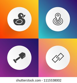 Modern, simple vector icon set on gradient backgrounds with interface, center, pointer, globe, duckling, saw, element, bird, navigation, location, security, sign, screwdriver, rubber, plastic icons