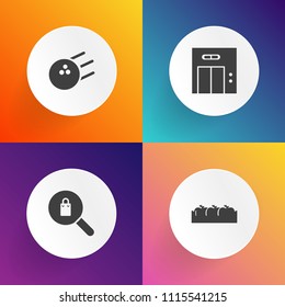 Modern, simple vector icon set on gradient backgrounds with clothing, fruit, ball, juicy, building, leisure, nature, adult, woman, store, agriculture, wall, food, happy, shopping, customer, ripe icons