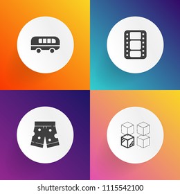 Modern, simple vector icon set on gradient backgrounds with moving, transportation, box, transfer, vehicle, estate, white, urban, traffic, cardboard, travel, street, wear, adult, sport, package icons