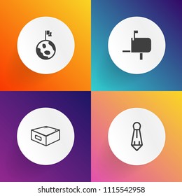 Modern, simple vector icon set on gradient backgrounds with elegance, orbit, universe, businessman, nature, person, business, delivery, letter, office, communication, cabinet, post, fashion, box icons