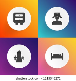 Modern, simple vector icon set on gradient backgrounds with house, sign, kitchen, decor, storage, equipment, drawer, modern, cabinet, metal, room, service, hotel, comfortable, object, apartment icons