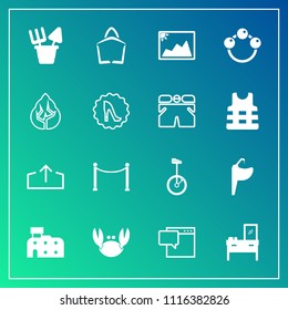 Modern, simple vector icon set on gradient background with download, furniture, background, bathroom, food, white, image, infant, photo, bag, city, crab, web, forest, chat, rattle, interior, tap icons