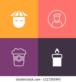 Modern, simple vector icon set on colorful background with avatar, hot, mug, web, young, adult, smile, group, espresso, caffeine, cappuccino, asian, business, candlelight, drink, cup, beautiful icons