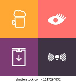 Modern, simple vector icon set on colorful background with website, body, young, froth, glass, female, beer, mug, skin, liquid, web, care, healthy, beauty, drink, tie, face, foam, lager, brewery icons
