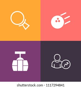 Modern, simple vector icon set on colorful background with strike, transport, magnifying, find, fun, travel, account, urban, magnifier, look, sign, business, diagram, recreation, button, alley icons