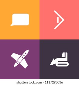 Modern, simple vector icon set on colorful background with technology, hydraulic, machinery, web, navigation, speech, direction, equipment, bulldozer, tractor, simple, vehicle, construction icons
