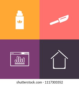 Modern, simple vector icon set on colorful background with aroma, cutlery, metal, cosmetic, romantic, analytics, management, smell, glamour, business, lunch, scent, food, restaurant, beauty, web icons