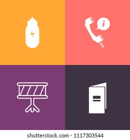Modern, simple vector icon set on colorful background with phone, sound, technology, trumpet, lifestyle, concept, violin, telephone, document, element, customer, instrument, organic, contact icons