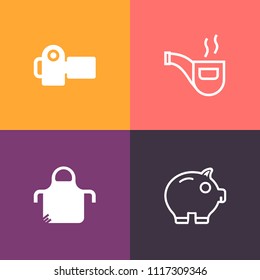 Modern, simple vector icon set on colorful background with cash, photographer, film, old, photo, cook, economy, uniform, digital, equipment, business, picture, nicotine, technology, chef, smoke icons