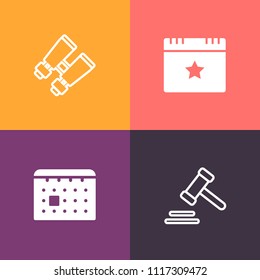 Modern, Simple Vector Icon Set On Colorful Background With Vision, Gavel, Criminal, Lawyer, Zoom, Abstract, Watch, Glasses, Courthouse, Element, Court, Jury, Concept, Time, Sign, Justice, Event Icons