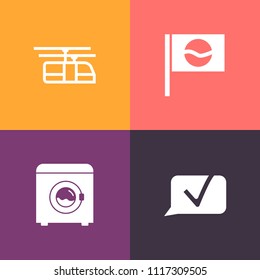Modern, simple vector icon set on colorful background with electric, asia, wash, japanese, tokyo, clean, sky, culture, railroad, transportation, speak, pagoda, talk, speech, housework, internet icons