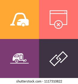 Modern, simple vector icon set on colorful background with element, web, app, trailer, connection, housework, summer, vacuum, home, approve, carpet, modern, hyperlink, internet, ok, appliance icons