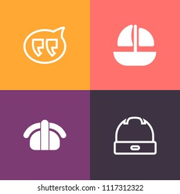 Modern, simple vector icon set on colorful background with food, ocean, bubble, cargo, marine, sushi, style, port, industry, speech, boat, vessel, salmon, talk, industrial, communication, dialog icons