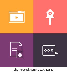 Modern, simple vector icon set on colorful background with bank, financial, email, business, home, communication, bird, play, nest, tree, online, web, dollar, investment, finance, wooden, garden icons