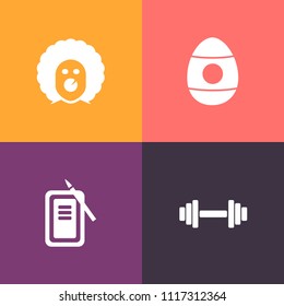 Modern, simple vector icon set on colorful background with health, character, funny, gym, equipment, holiday, suzuri, dumbbell, paintbrush, training, japan, colorful, seasonal, tool, color, man icons