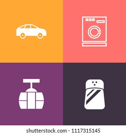 Modern, simple vector icon set on colorful background with left, cooking, driveway, modern, sky, move, direction, pepper, black, urban, machine, tram, housework, arrow, ingredient, bus, cuisine icons