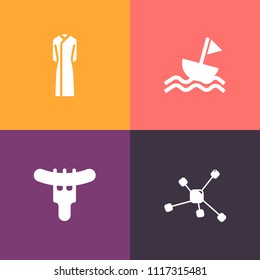 Modern, simple vector icon set on colorful background with elegance, sausage, style, hot, girl, meal, dinner, clothes, graphic, cruise, lunch, chemistry, sailboat, ship, sea, dress, boat, food icons
