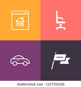 Modern, simple vector icon set on colorful background with comfortable, cozy, computer, satin, emblem, internet, sofa, traffic, cab, nation, interior, modern, travel, vehicle, technology, sale icons