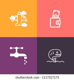 Modern, simple vector icon set on colorful background with tourism, fish, finance, sky, shopping, aircraft, modern, female, plumbing, metal, commercial, flight, purse, plane, nature, jet, animal icons