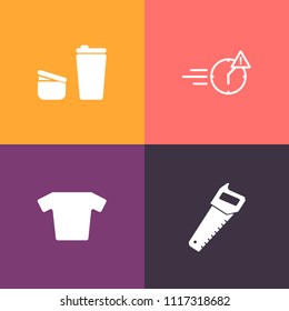 Modern, simple vector icon set on colorful background with coffee, stress, time, saw, mug, job, espresso, construction, cafe, breakfast, table, work, office, clothing, steel, tool, morning, late icons