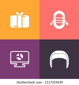 Modern, simple vector icon set on colorful background with sail, marine, equipment, business, work, template, builder, birthday, industrial, belt, celebration, transportation, chart, building icons