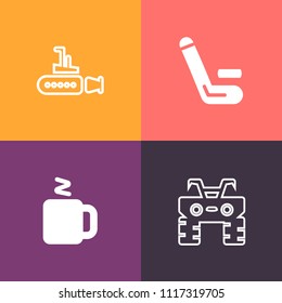 Modern, simple vector icon set on colorful background with player, fish, championship, tea, wheel, ocean, champion, sportsman, sports, water, transportation, match, marine, team, batsman, hot icons