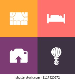 Modern, simple vector icon set on colorful background with parachute, air, extreme, high, house, sport, home, mask, art, bed, skydiver, comedy, entertainment, fly, comfortable, skydive, bedroom icons