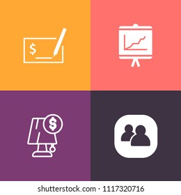 Modern, simple vector icon set on colorful background with illumination, document, chart, graph, data, write, human, checkbook, hand, decoration, annual, home, report, light, payment, money, pay icons