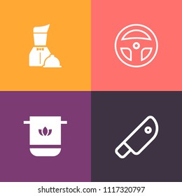 Modern, simple vector icon set on colorful background with hatchet, dish, axe, domestic, black, meat, cut, technology, tool, waiter, cotton, steel, health, dentist, medical, cloth, science, cook icons