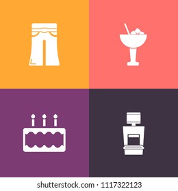 Modern, simple vector icon set on colorful background with stylish, girl, bar, fashion, young, martini, lime, bakery, xray, food, pie, scan, health, fruit, gray, lemon, elegance, diagnostic, ice icons