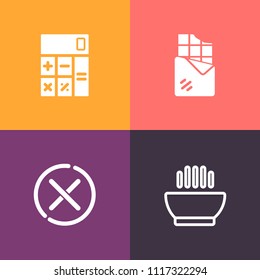 Modern, simple vector icon set on colorful background with warning, sign, traditional, chocolate, wood, finance, gourmet, financial, technology, bowl, office, bar, soup, meal, stop, brown, food icons