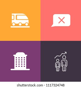 Modern, simple vector icon set on colorful background with potential, locomotive, development, career, closed, railway, growth, office, architecture, car, manager, bank, travel, man, character icons