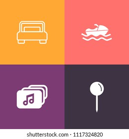 Modern, simple vector icon set on colorful background with vessel, shipping, place, transport, bedroom, industrial, navigation, pin, port, modern, interior, sea, format, comfortable, hotel, home icons