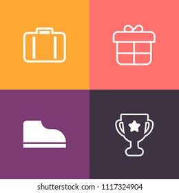 Modern, simple vector icon set on colorful background with flight, terminal, valentine, silhouette, transport, business, birthday, victory, award, fashion, arrival, gift, transportation, white icons