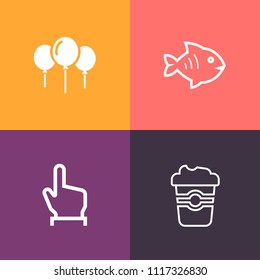 Modern, simple vector icon set on colorful background with celebration, breakfast, air, pointer, nature, cafe, helium, fun, healthy, espresso, cup, sea, fishing, caffeine, cappuccino, happy, mug icons