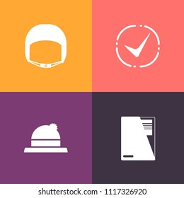 Modern, simple vector icon set on colorful background with web, clothing, cap, choice, vote, yes, file, paper, mark, hat, carpenter, worker, document, equipment, object, engineer, construction icons