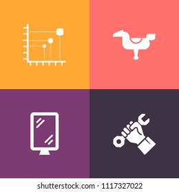 Modern, simple vector icon set on colorful background with site, girl, information, happy, sign, worker, childhood, child, industrial, builder, diagram, concept, game, construction, job, road icons