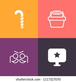 Modern, simple vector icon set on colorful background with spiral, childhood, star, colorful, poster, festival, celebration, invitation, shop, stick, computer, swirl, confectionery, buy, object icons