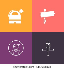 Modern, simple vector icon set on colorful background with character, space, casual, way, solution, man, pointer, location, concept, map, destination, male, travel, information, people, element icons