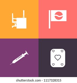Modern, simple vector icon set on colorful background with vegas, medical, work, table, workplace, gamble, pagoda, temple, gambling, top, travel, game, copy, business, white, office, notebook icons
