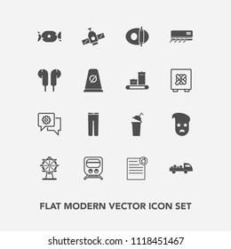 Modern, simple vector icon set with drink, fashion, beverage, cup, carousel, train, lollipop, planet, park, retro, candy, style, sweet, space, clothing, contract, kitchen, hipster, cooking, chat icons