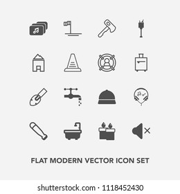 Modern, simple vector icon set with hammer, equipment, candle, music, baja, wax, wine, fire, sign, modern, file, beach, bathroom, audio, ladder, step, decoration, screwdriver, tap, tool, house icons