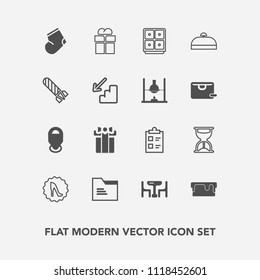 Modern, Simple Vector Icon Set With Pie, Sweet, Elegance, Dinner, Location, Cake, Winter, Food, Finance, Hour, Office, Bank, Clothes, List, Gift, Time, Check, Table, Travel, Map, Sign, Sand, Box Icons