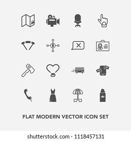 Modern, simple vector icon set with axe, beauty, transportation, perfume, love, gesture, interior, hammer, home, finger, comfortable, world, screwdriver, parachute, tool, handle, map, summer icons