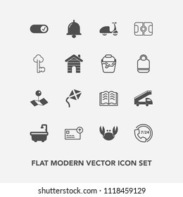 Modern, simple vector icon set with support, stadium, sign, money, alarm, leisure, sport, soccer, finance, location, call, lock, map, pitch, kite, education, paper, cash, toilet, pin, key, ring icons