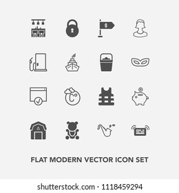 Modern, simple vector icon set with profile, fluffy, natural, bar, avatar, location, human, toy, money, oil, fuel, investment, trumpet, gas, safety, scale, bugle, sign, jacket, farming, message icons