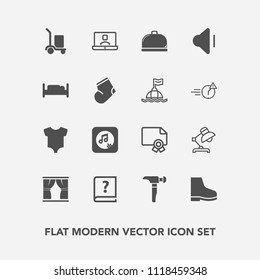 Modern, simple vector icon set with frame, clothing, book, child, call, footwear, up, table, sound, video, graphic, package, volume, paper, award, warehouse, achievement, baby, communication icons
